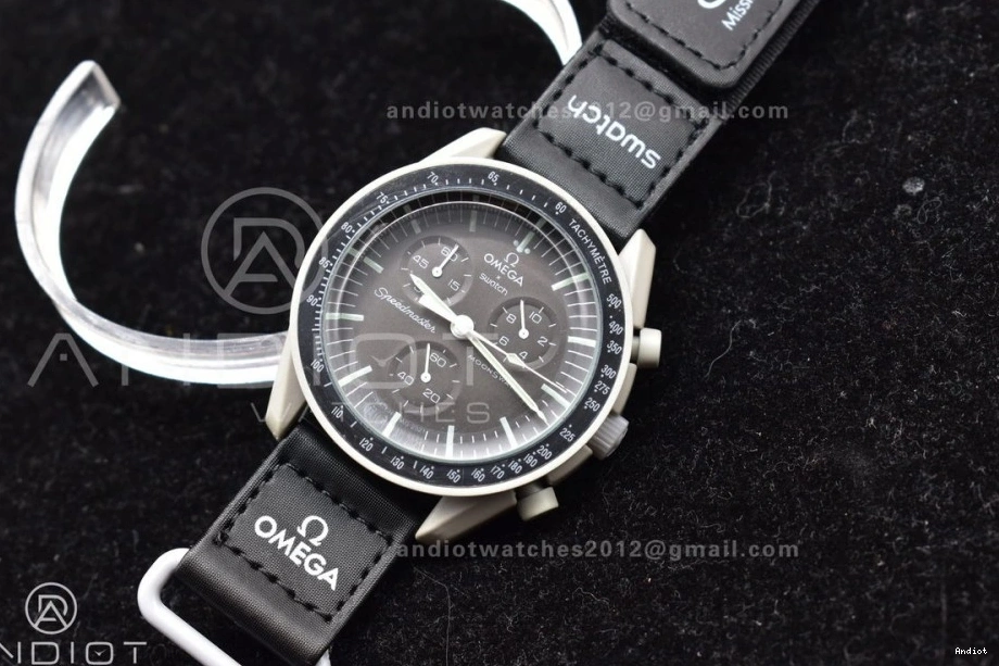 Mission Nylon Moonwatch Bioceramic Swatch The Quartz Strap to Moon x Omega on 0106